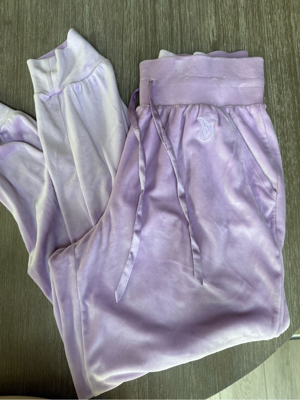 Victoria Secret Lavender Velour Jogger Pants with Drawstring